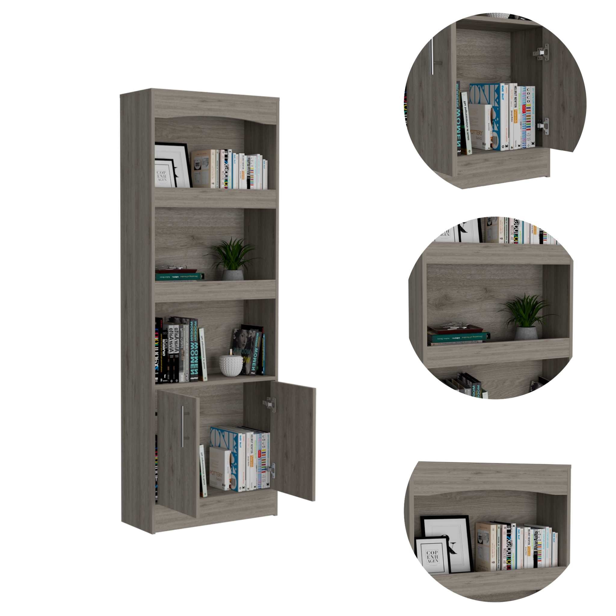 Catarina Light Gray Bookcase Cabinet