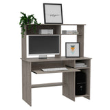Brion Light Gray Computer Desk with Hutch