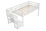 Mod White Low Loft Twin Bed with Stairway