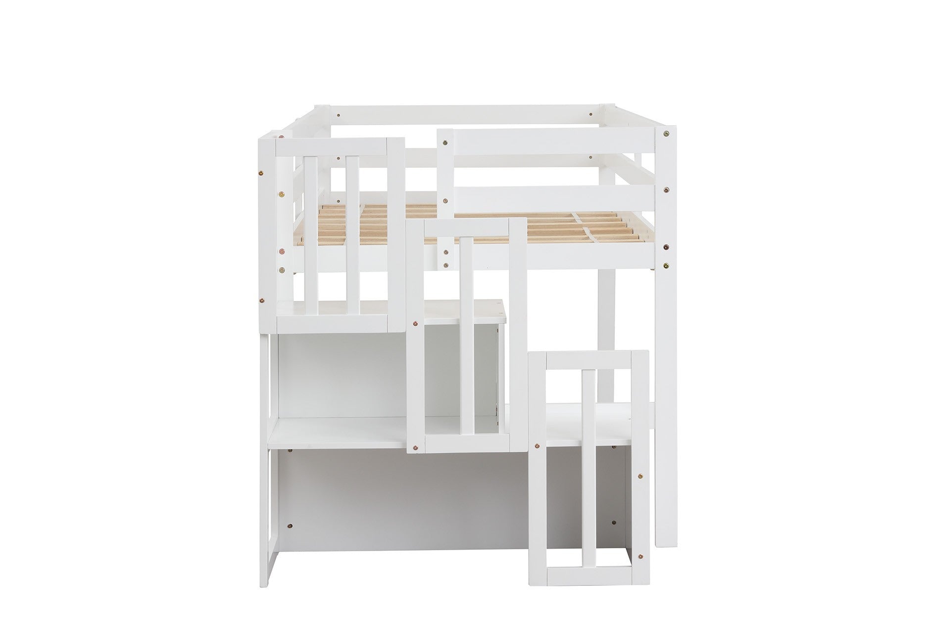 Mod White Low Loft Twin Bed with Stairway
