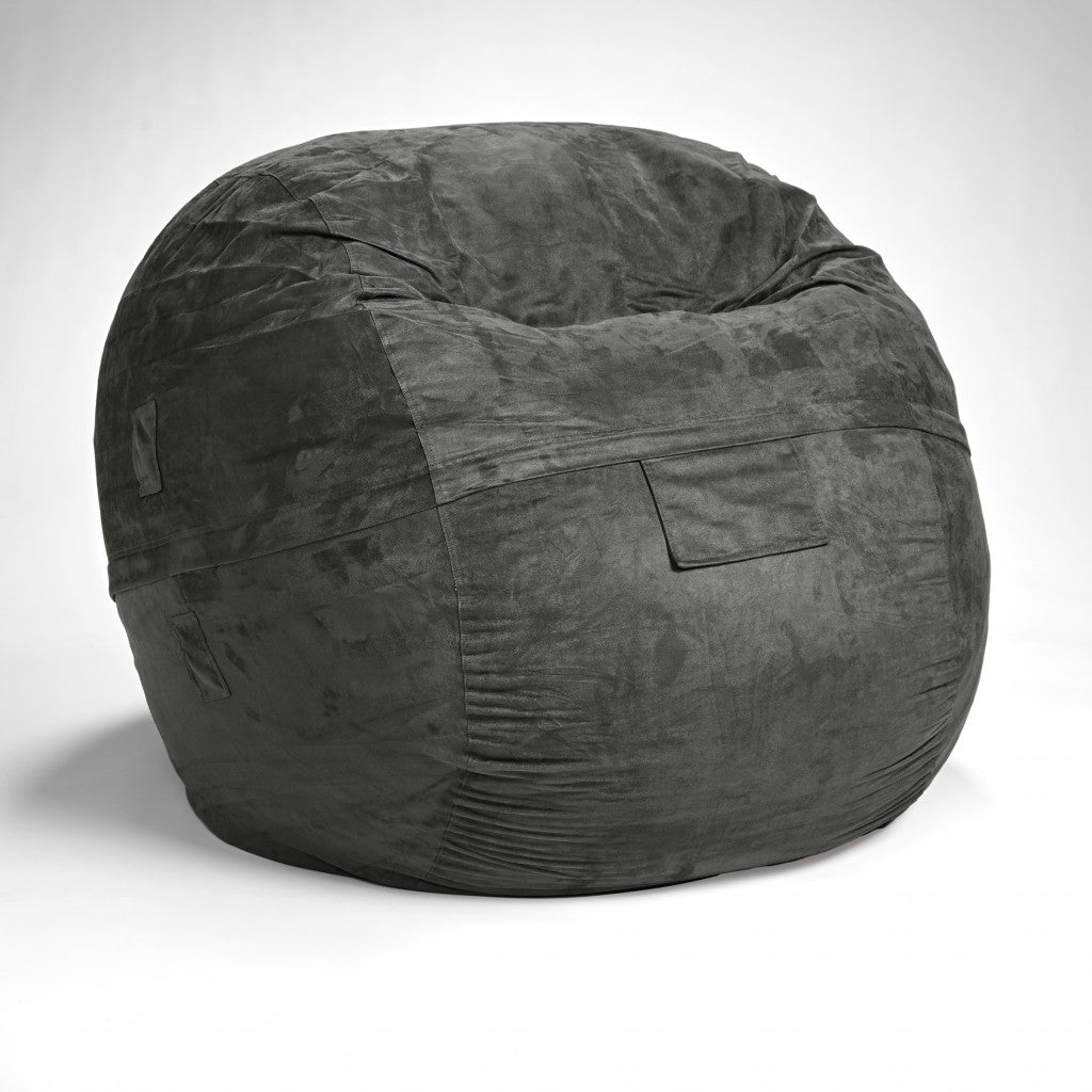Classic Cozy Dark Gray Bean Bag Chair
