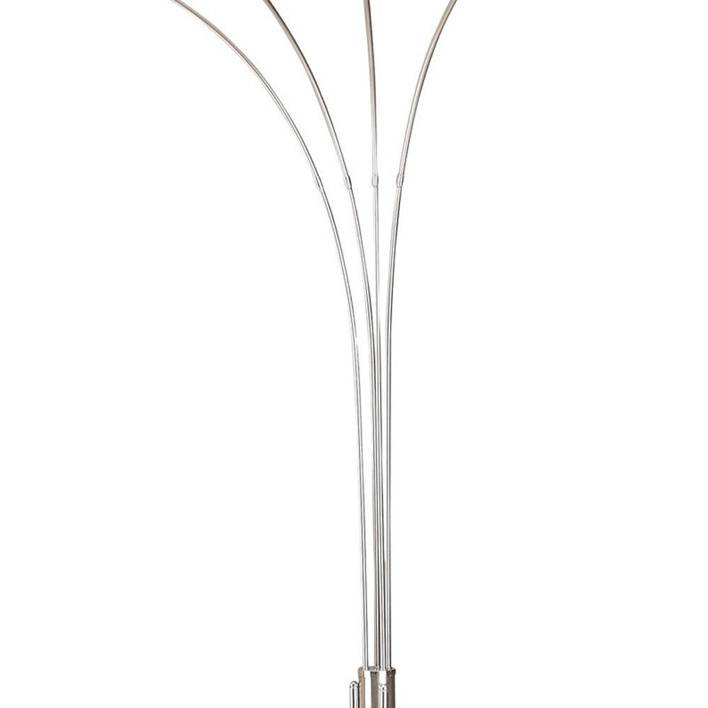 Four Light Curved Silver Floor Lamp