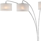 Three Light Curved Silver Floor Lamp with Fabric Shades