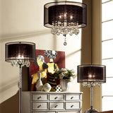 Contempo Silver Floor Lamp with Black Shade and Crystal Accents