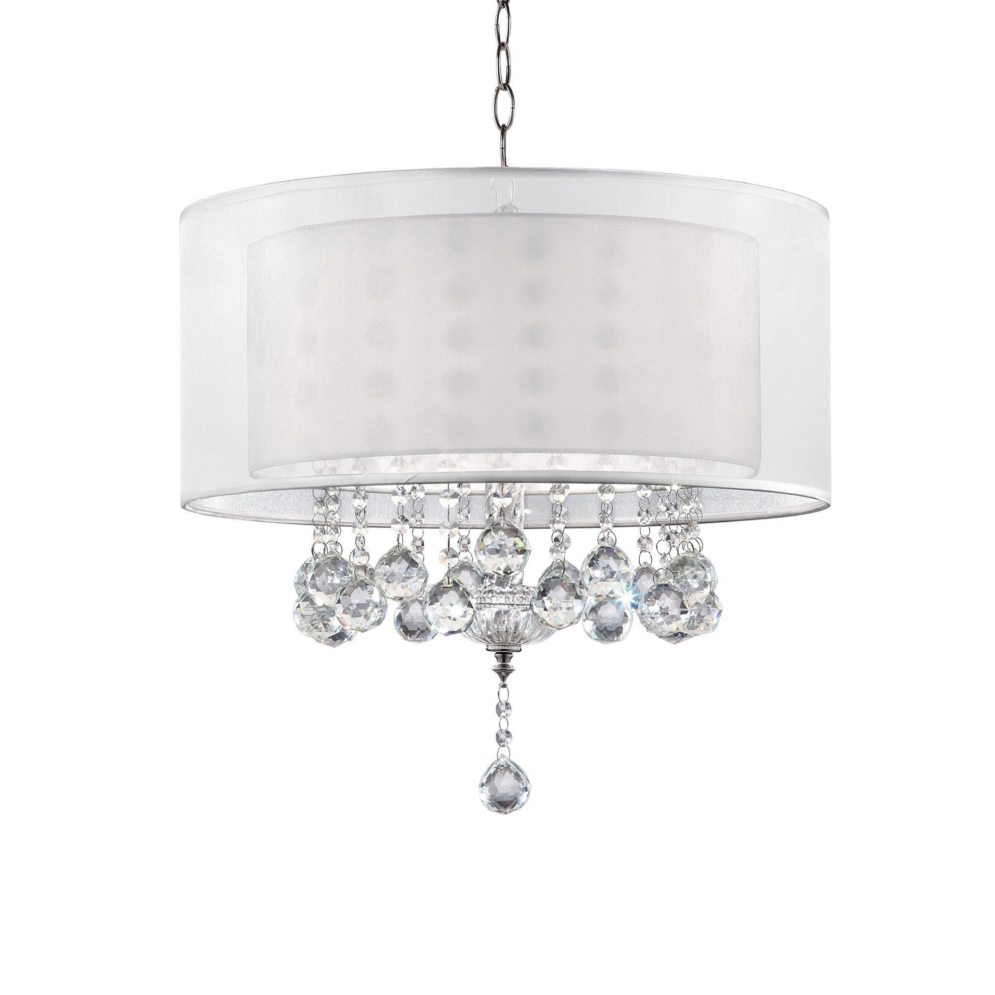 Chic Silver Ceiling Lamp with Crystal Accents and Silver Shade