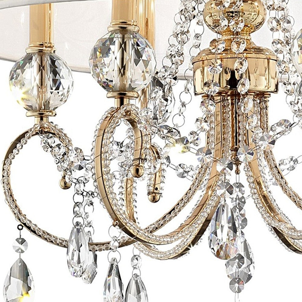 Stunning Brass Gold Finish Ceiling Lamp with Crystal Accents
