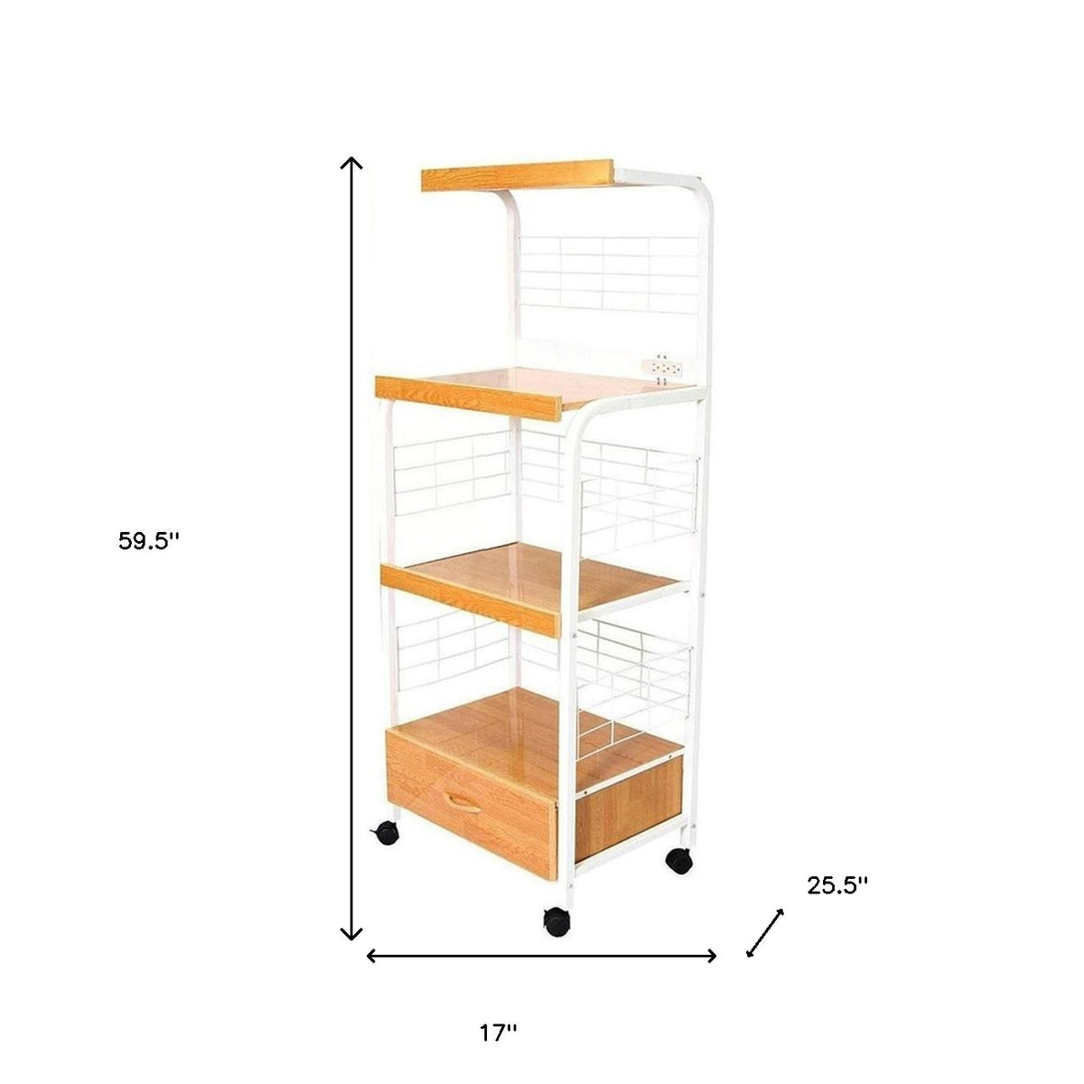 Mod White and Natural Microwave Kitchen Cart