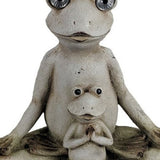 16" Antiqued White Pair of Yoga Frogs Solar Outdoor Statue