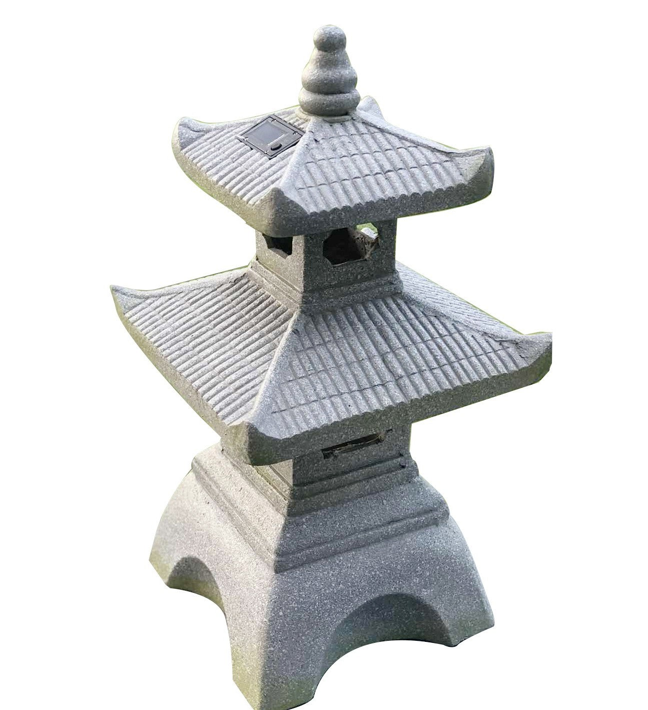 26" Dark Gray Pagoda Solar Light Lantern Outdoor Statue