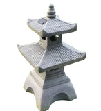 26" Dark Gray Pagoda Solar Light Lantern Outdoor Statue