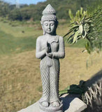 35" Grey Standing Budha Indoor Outdoor Statue