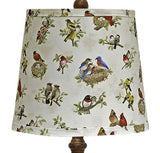 Brown Candlestick Woodland Birds Shade Table Lamp