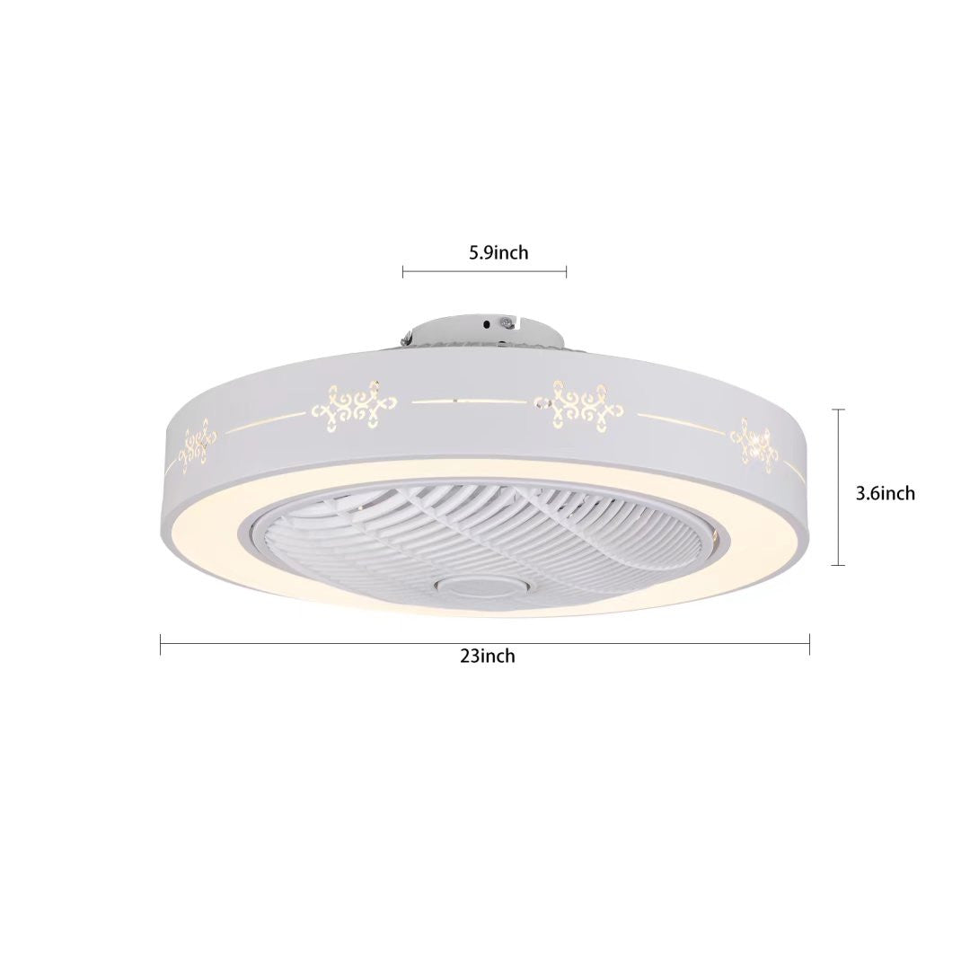 White Modern Flush LED Ceiling Fan and Light