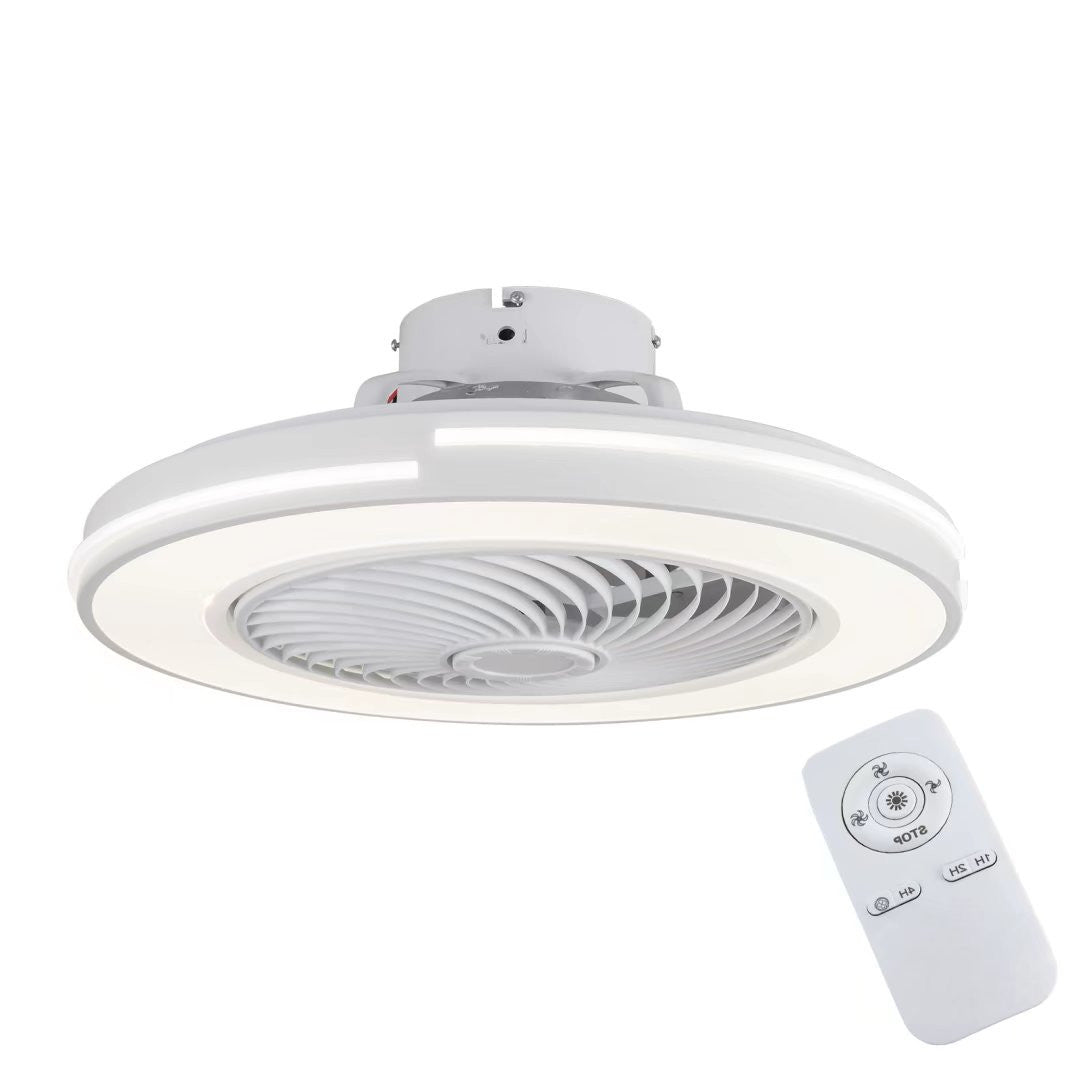 White Compact LED Fan and Light