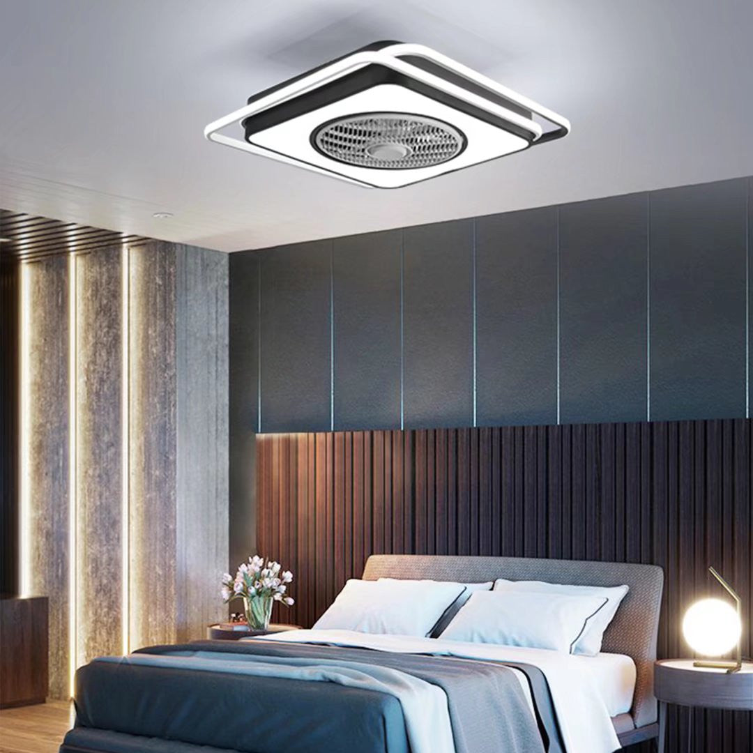Modern White And Black Ceiling Lamp And Fan
