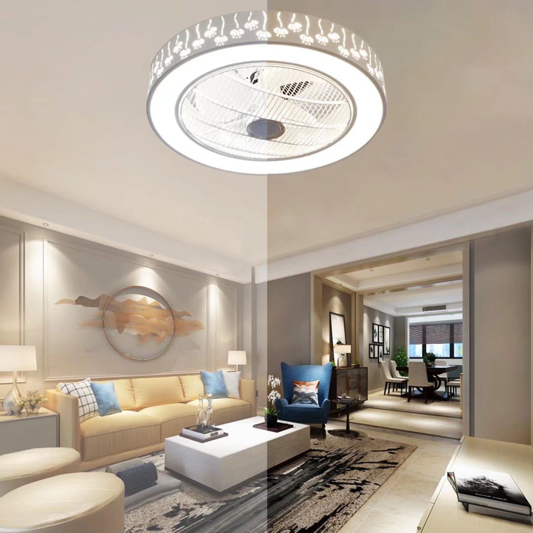 Modern Ceiling Fan and Light With Flower Details
