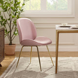 Gold and Pink Velvet Shell Shape Dining or Side Chair